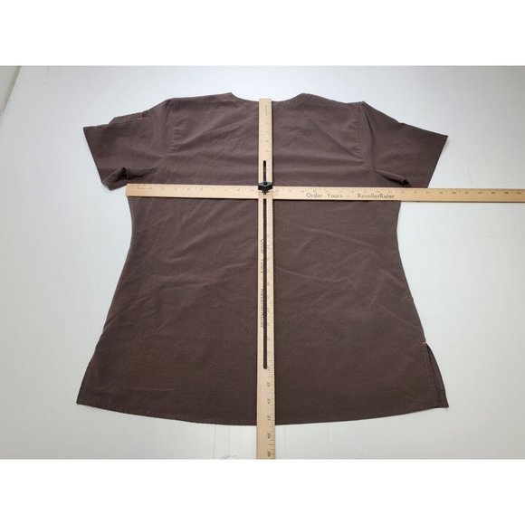 Carhartt Brown Short Sleeve V Neck Pullover Scrub Shirt Womens Size Lg - Picture 4 of 7